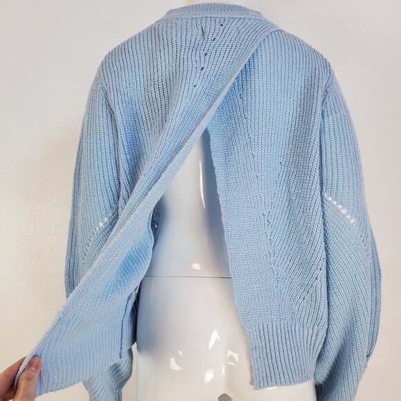 NEW Weatherproof Light Blue Balloon Sleeve Sweater - Picture 10 of 12